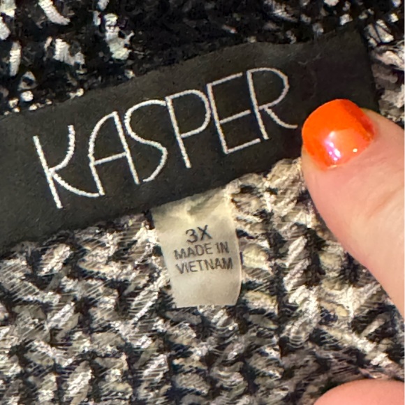 KASPER Plus Size 3X Foil Open Knit Top & Cardigan Twinset - Picture 8 of 14